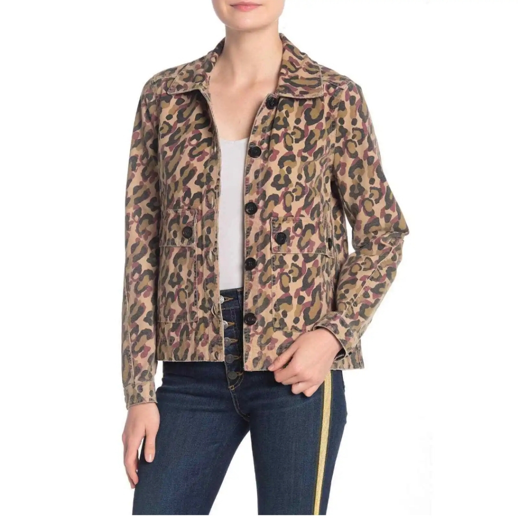 New Veronica Beard Jeans Animal Leopard Print Mercer Button Up Denim Jacket